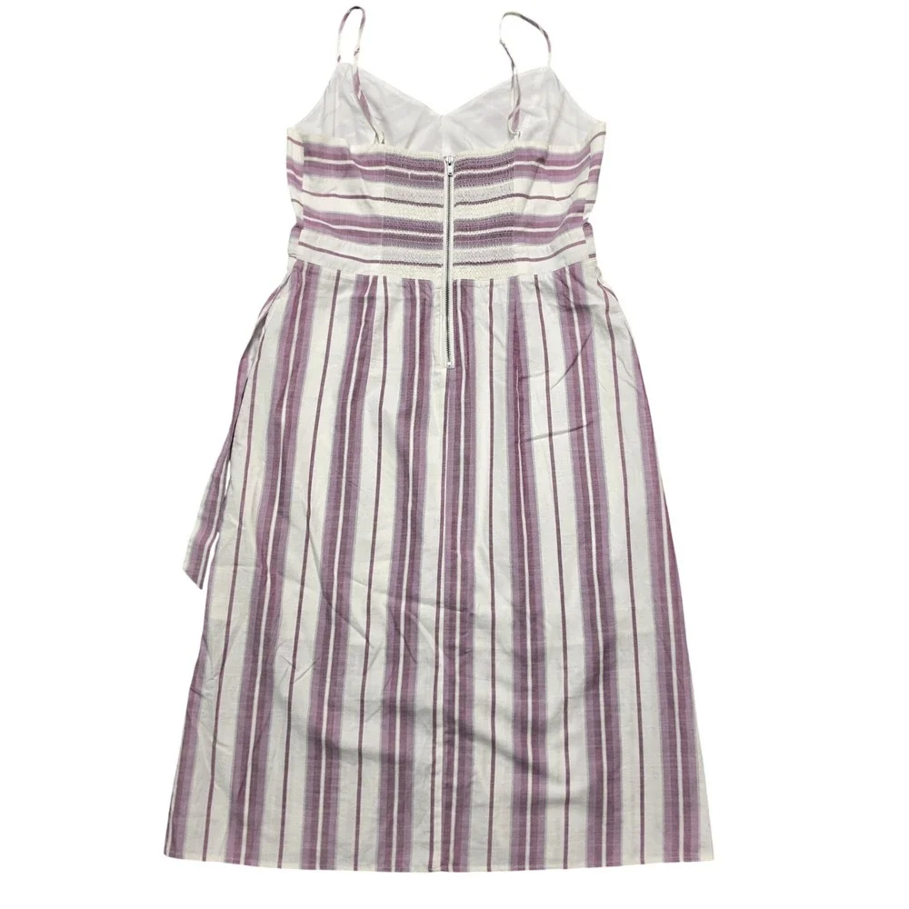 Costal Chic Wrap Skirt Cotton Midi Dress Womens 10 Purple White Express
